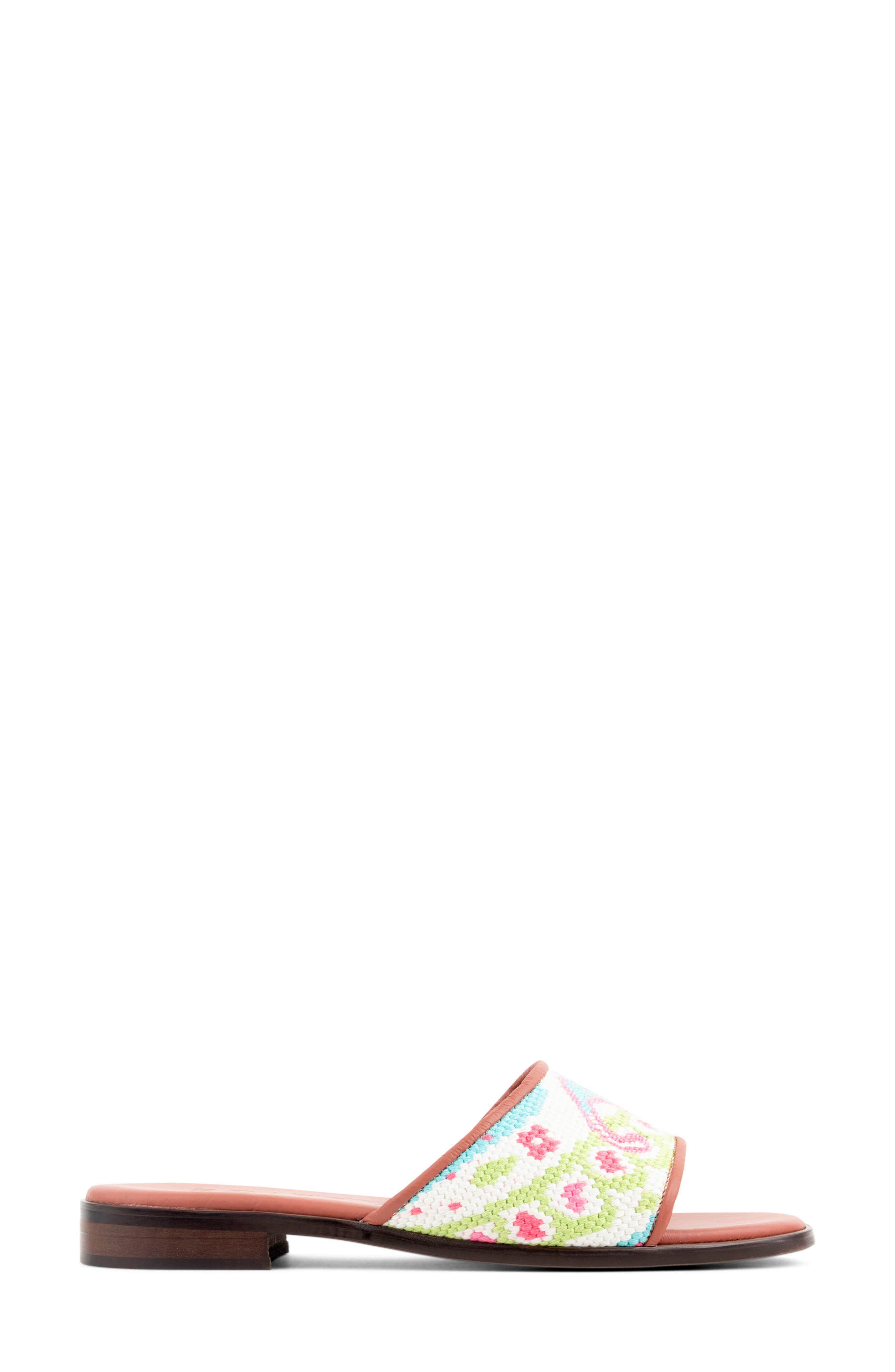 ByPaige Needlepoint Stitched Slide Sandal, Alternate, color, Turq