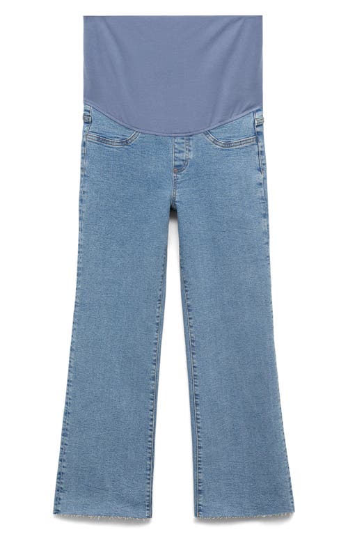 Mango Over The Bump Raw Hem Crop Flare Maternity Jeans In Blue