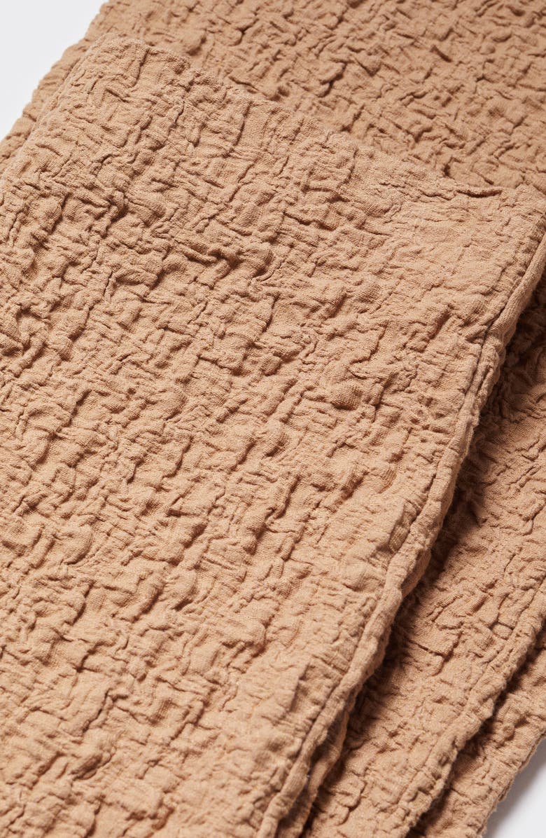 MANGO Textured Cotton Blend Wide Leg Pants, Alternate, color, 