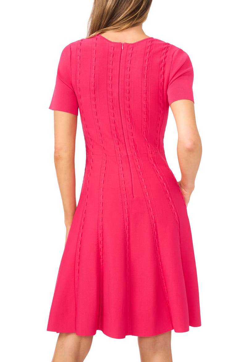 Ella Ribbon Stitch Fit & Flare Dress, Alternate, color, CRANBERRY JAM