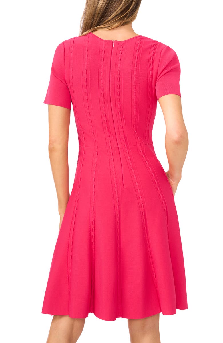 Ted Baker Ella Ribbon Stitch Fit & Flare Dress, Alternate, color, Cranberry Jam
