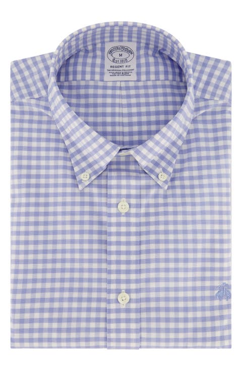 Regent Fit Gingham Stretch Button-Down Shirt