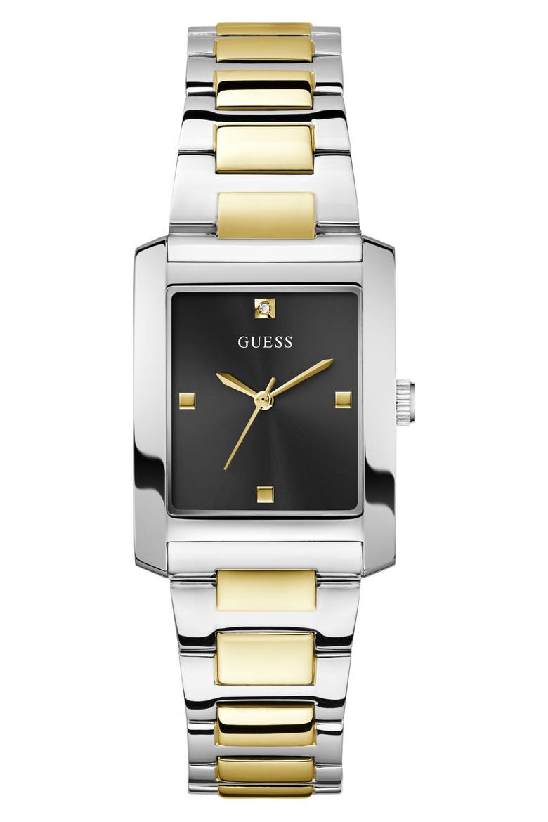 Bonnie Diamond Two-Tone Bracelet Tank Watch, 27mm, Main, color, GOLD