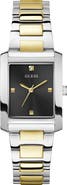 GUESS Bonnie Diamond Two-Tone Bracelet Tank Watch, 27mm