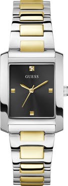 GUESS Bonnie Diamond Two-Tone Bracelet Tank Watch, 27mm
