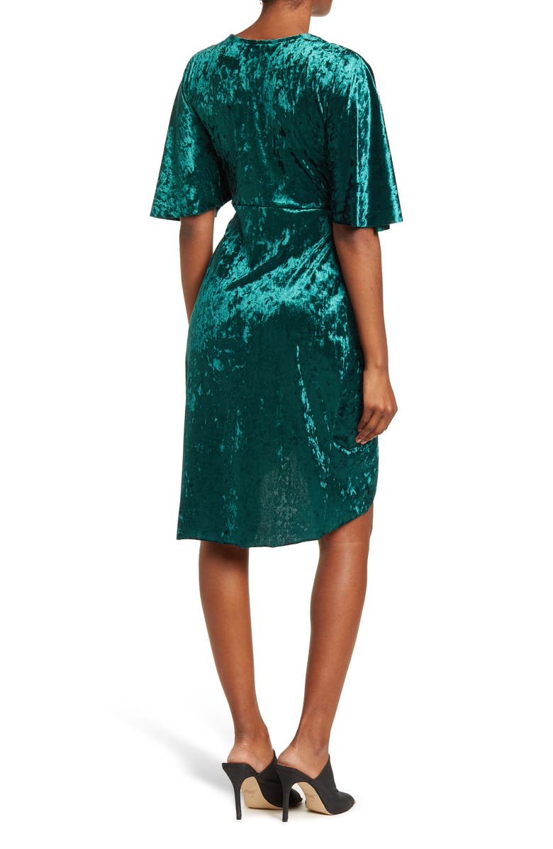 VANITY ROOM Crushed Velvet Faux Wrap Dress, Alternate, color,