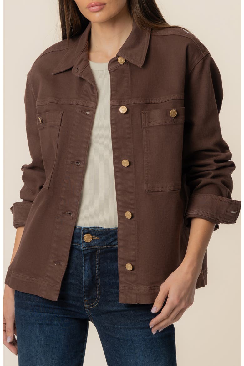Barb Stretch Cotton Shirt Jacket, Main, color, CHOCOLATE