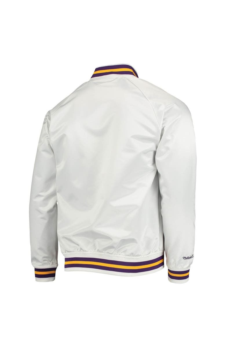 Mitchell & Ness Men's Mitchell & Ness White Los Angeles Lakers Hardwood Classics Satin Full-Snap Raglan Jacket, Alternate, color, 