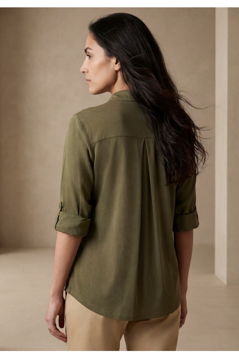 Everyday Roll Tab Shirt, Alternate, color, DARK OLIVE GREEN