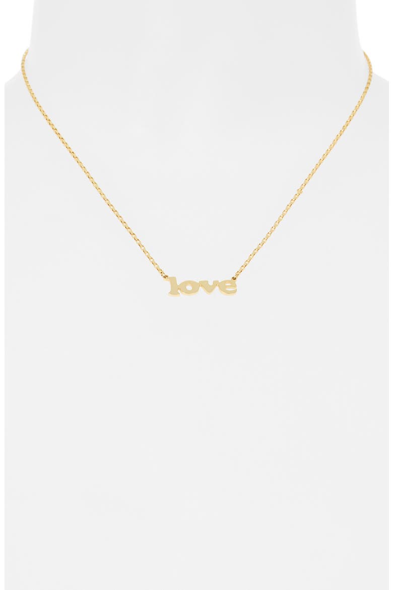 Block Love Script Necklace, Alternate, color, GOLD