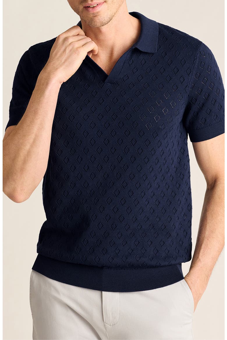 Johnny Collar Pointell Knit Polo, Main, color, NAVY