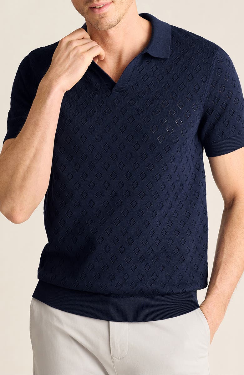 Bonobos Johnny Collar Pointell Knit Polo, Main, color, Navy