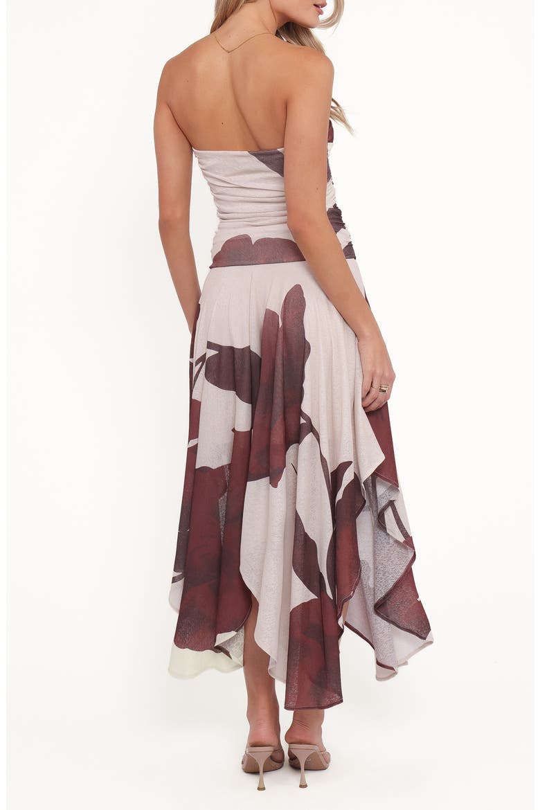 Doreen Strapless Midi Dress, Alternate, color, BROWN FLORAL