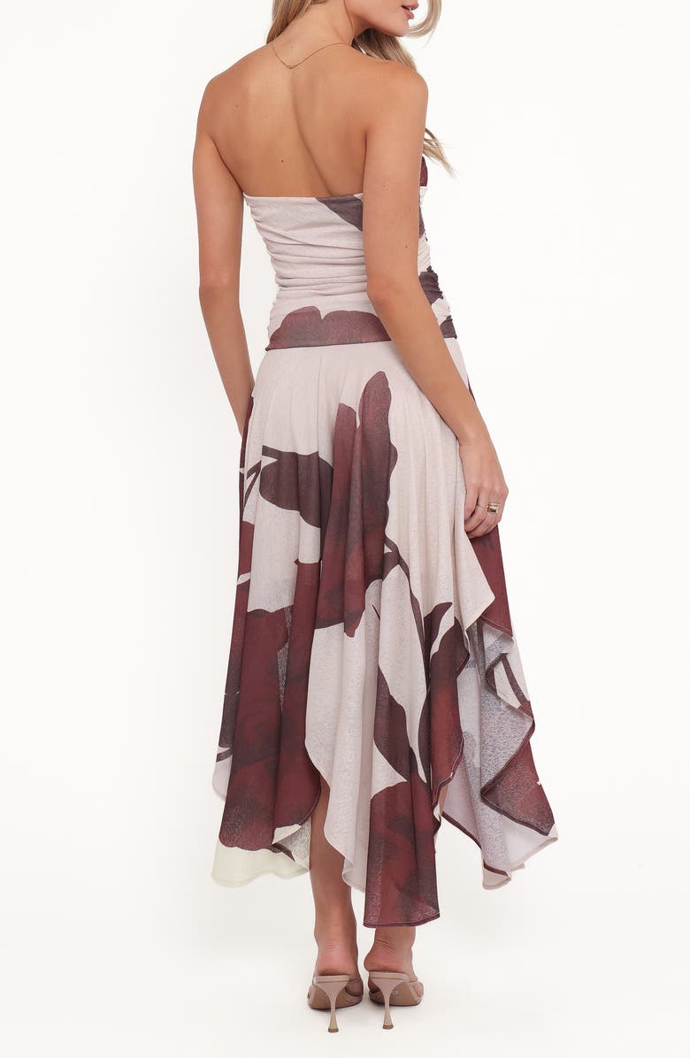 Petal & Pup Doreen Strapless Midi Dress, Alternate, color, Brown Floral