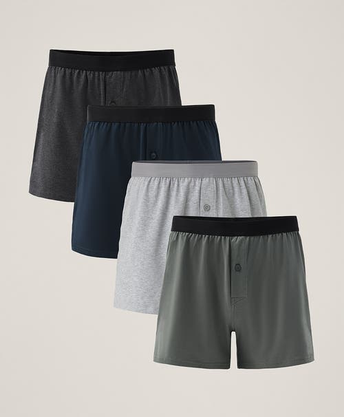 Pact Organic Cotton Everyday Knit Boxer 4-pack In Classic Neutrals