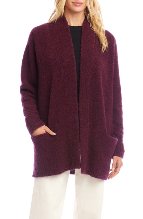 Karen Kane Bouclé Open Front Cardigan In Burgundy