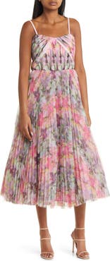 Hutch Vita Floral Pleated Tulle A-Line Gown