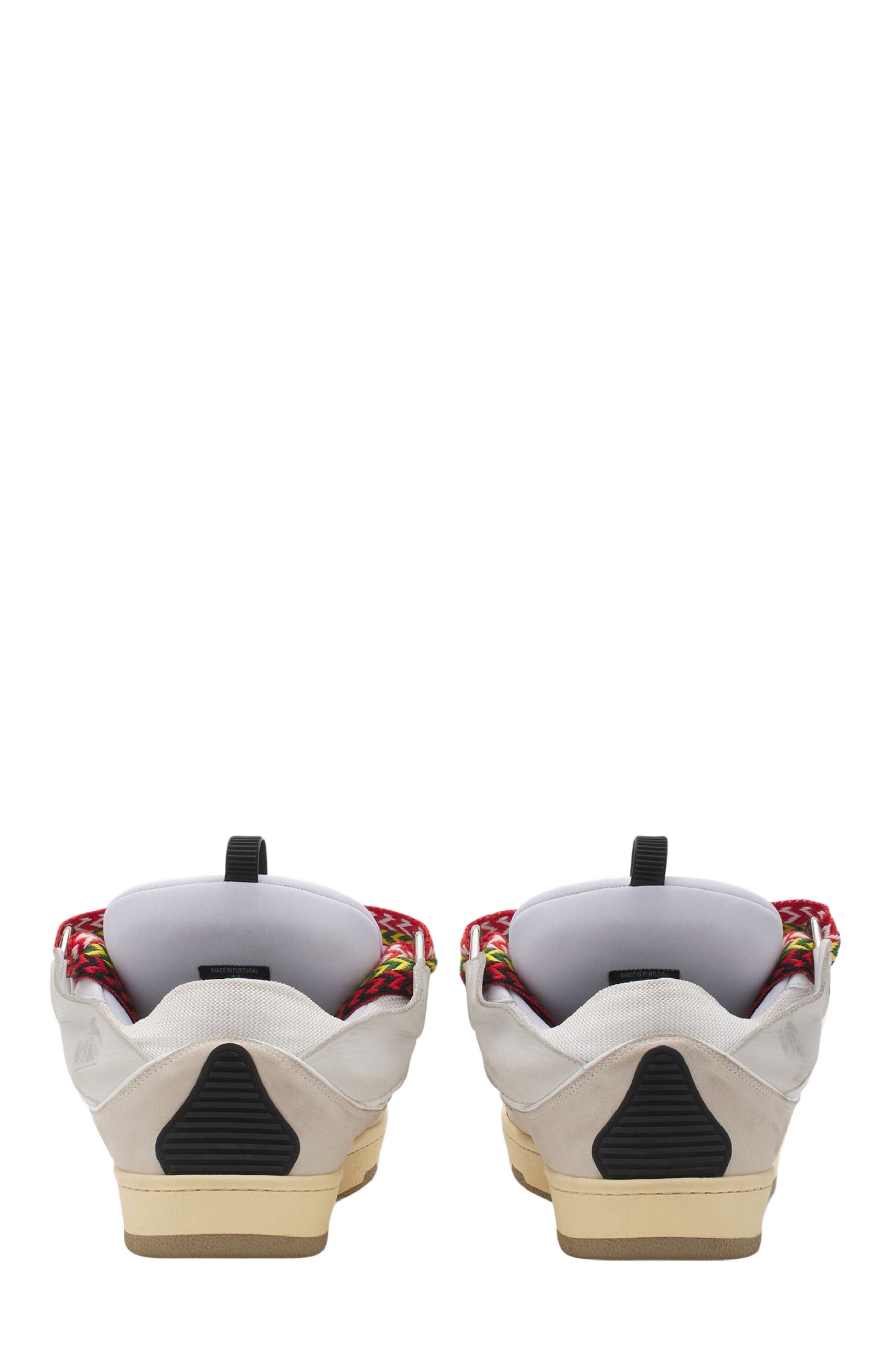 LEATHER CURB SNEAKERS, Alternate, color, WHITE