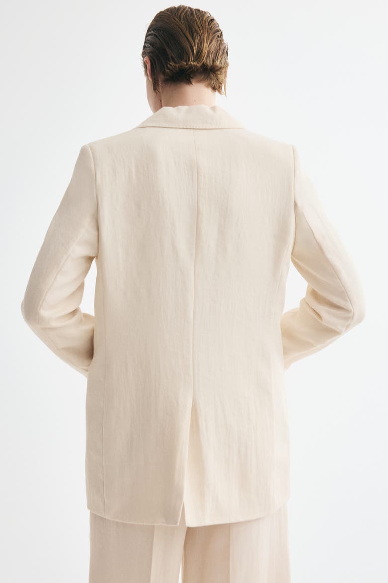 Single-Breasted Twill Blazer, Alternate, color, Light beige
