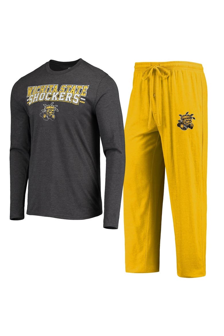 Men's Concepts Sport Yellow/Heathered Charcoal Wichita State Shockers Meter Long Sleeve T-Shirt & Pants Sleep Set, Main, color, Yellow