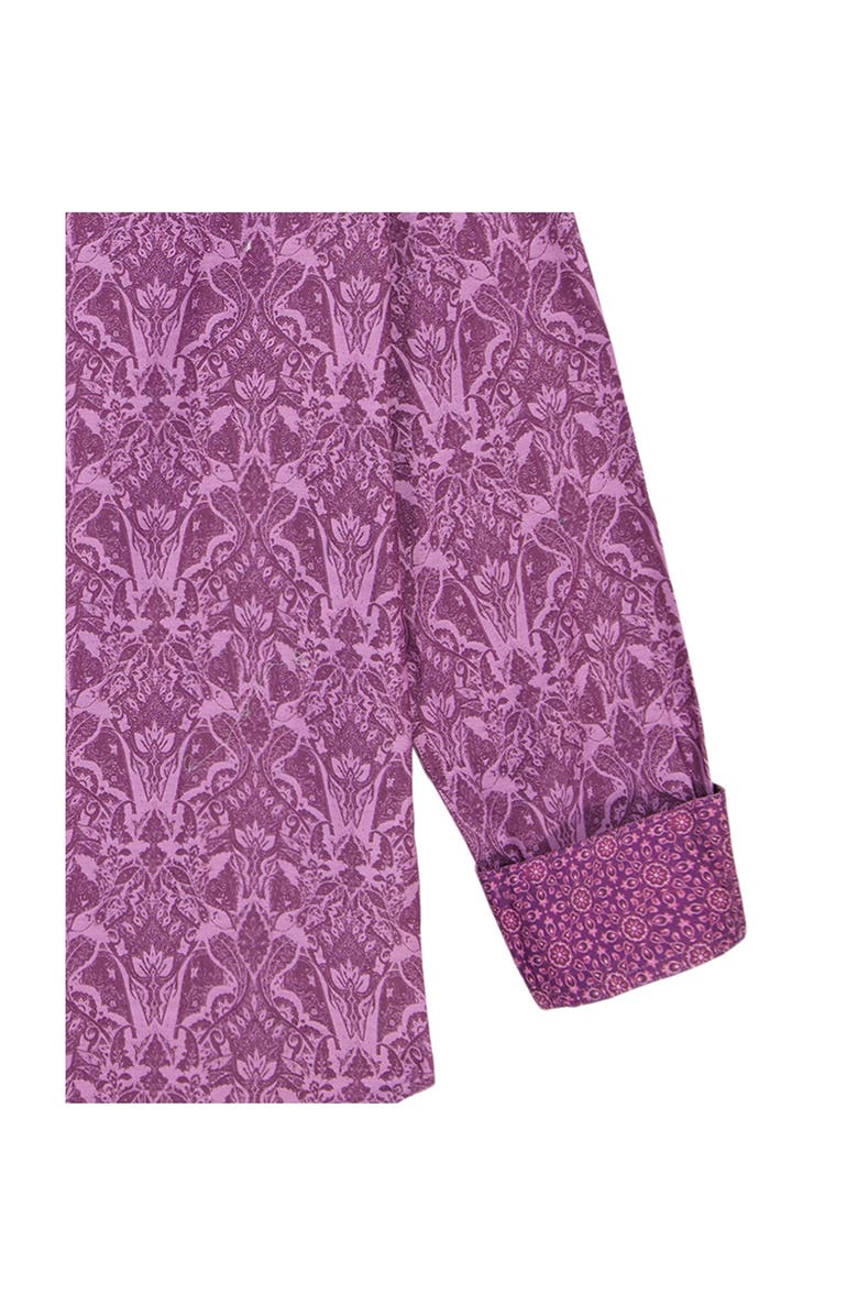 Robert Graham Highland Stretch Cotton Button-Up Shirt, Alternate, color, Berry