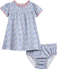 Mini Boden Floral Cotton Dress & Bloomers Set