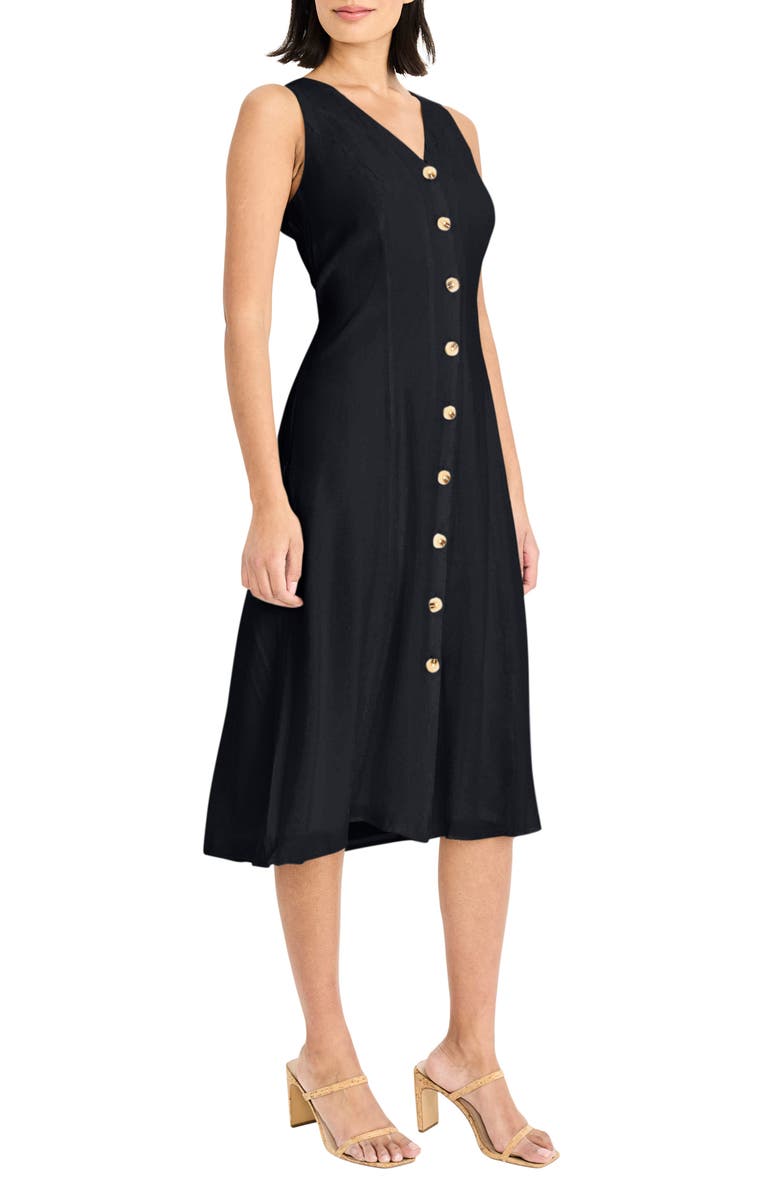 Maggy London Sleeveless Midi Shirtdress, Alternate, color, Black