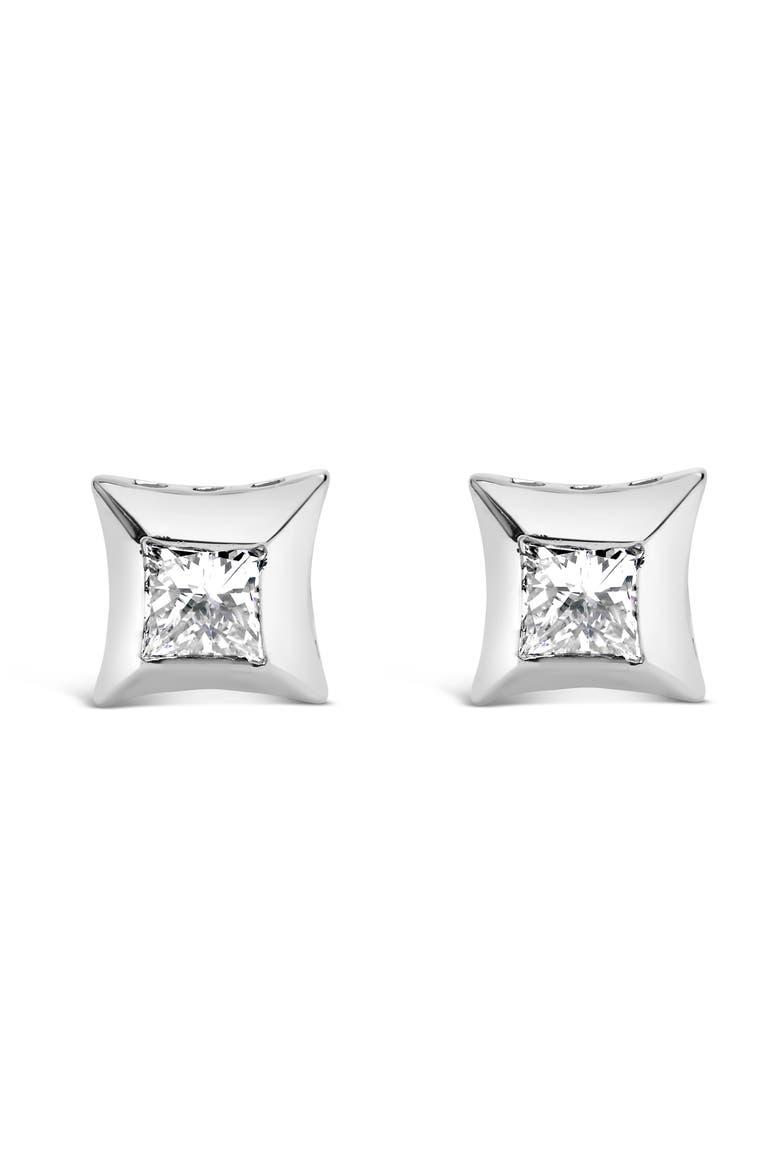 10K White Gold 1/2 Ct Invisible Princess Stud Earrings, Main, color, White