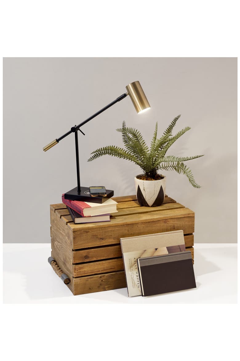 Collette Charging Desk Lamp, Alternate, color, BLACK WITH ANTIQUE BRASS