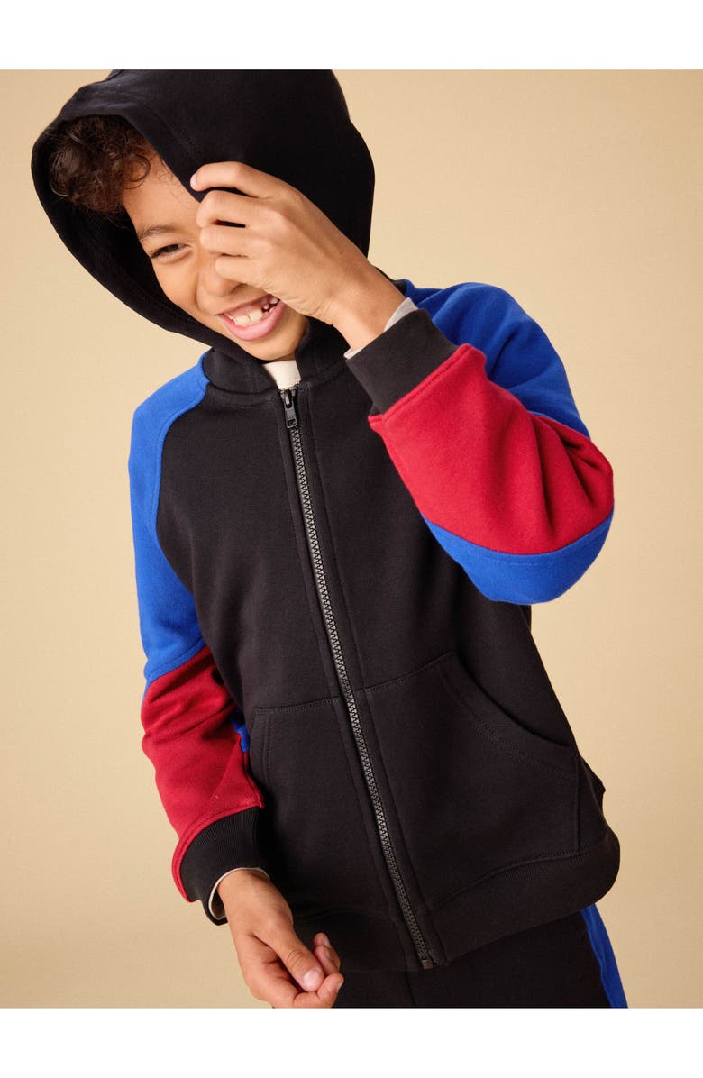 Tea Collection Colorblock Hoodie, Alternate, color, Jet Black