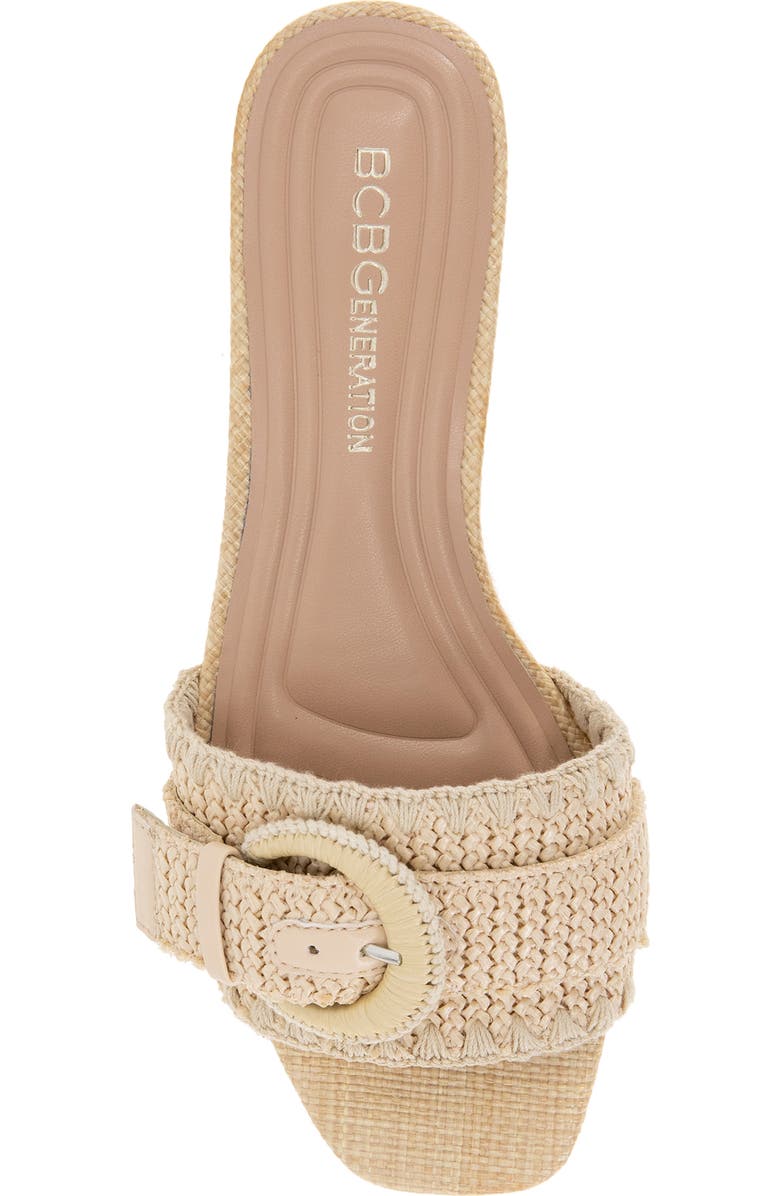 BCBGeneration Camri Buckled Raffia Slide Sandal, Alternate, color, Natural