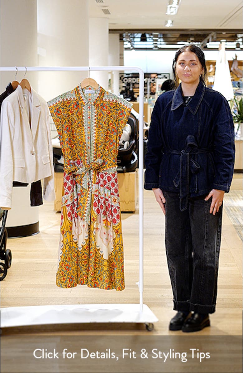 Fran Baroque Print Tie Waist Shirtdress, sales video thumbnail