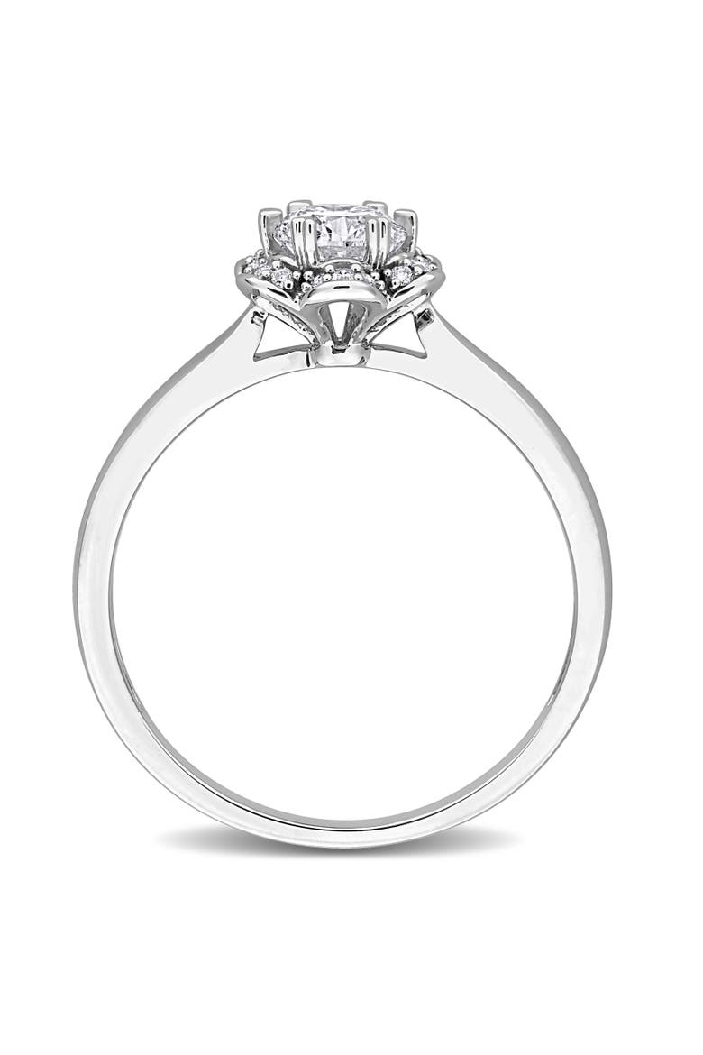 Lab-Grown Diamond Flower Ring 14k White Gold, Alternate, color, White Gold