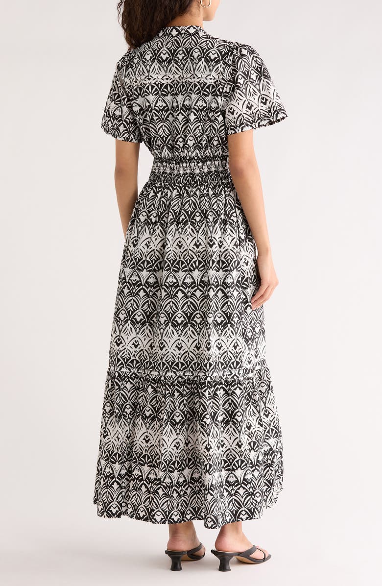 SUGARLIPS Lara Floral Print A-Line Dress, Alternate, color, Black-White