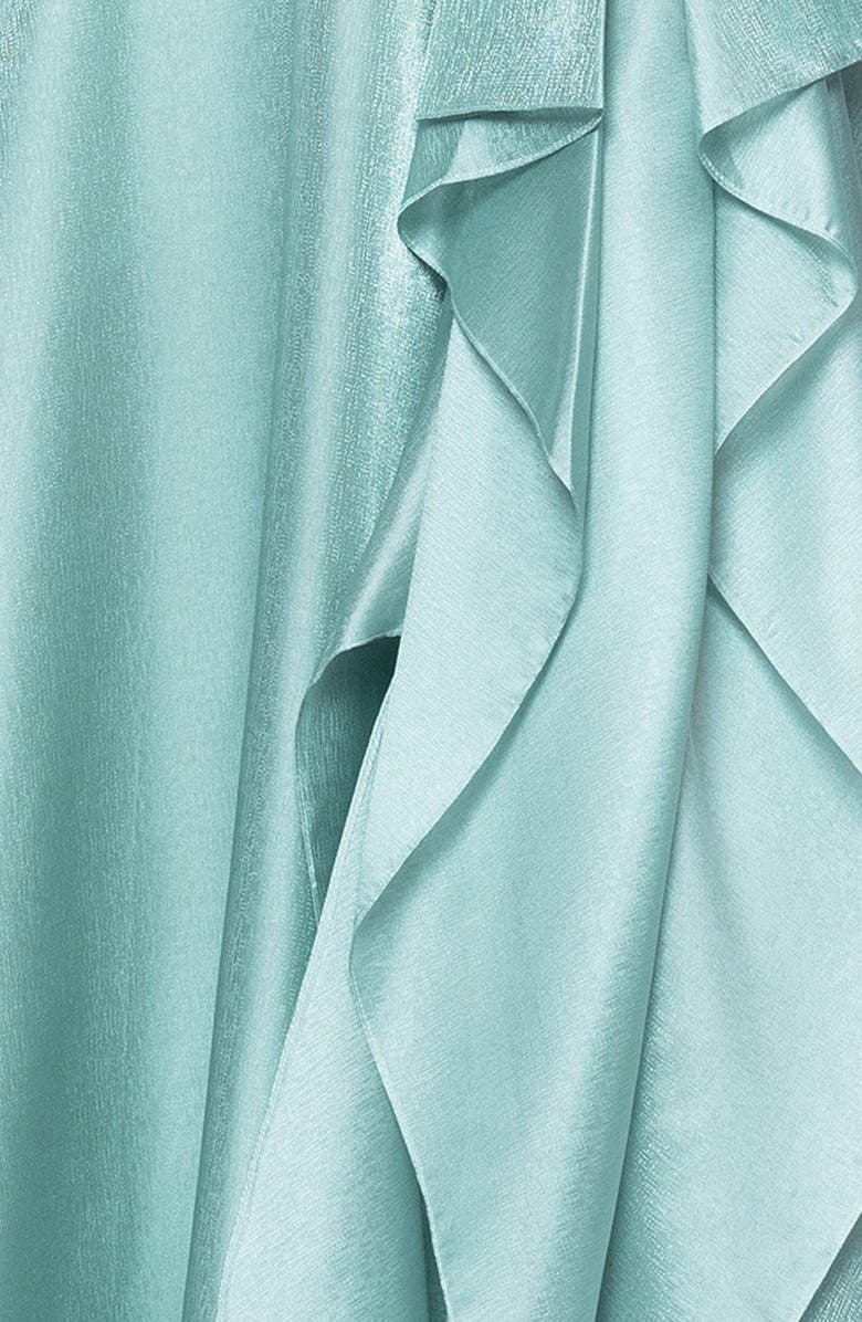 Xscape Evenings Strapless Ruffle Detail Metallic Organza Gown, Alternate, color, Seafoam