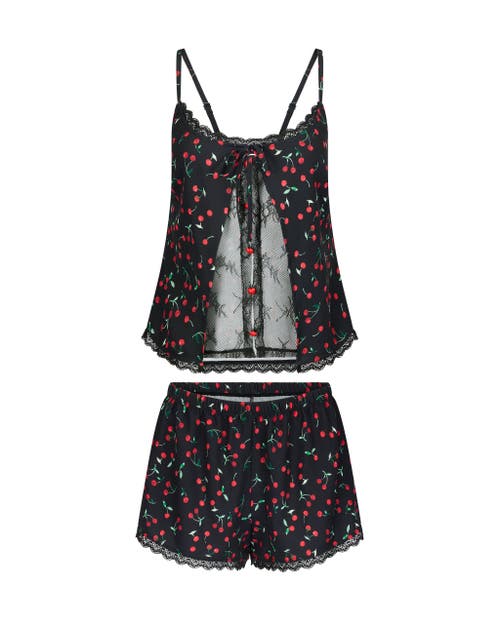Adore Me Kiora Cami And Shorts Pajama Set In Novelty Black