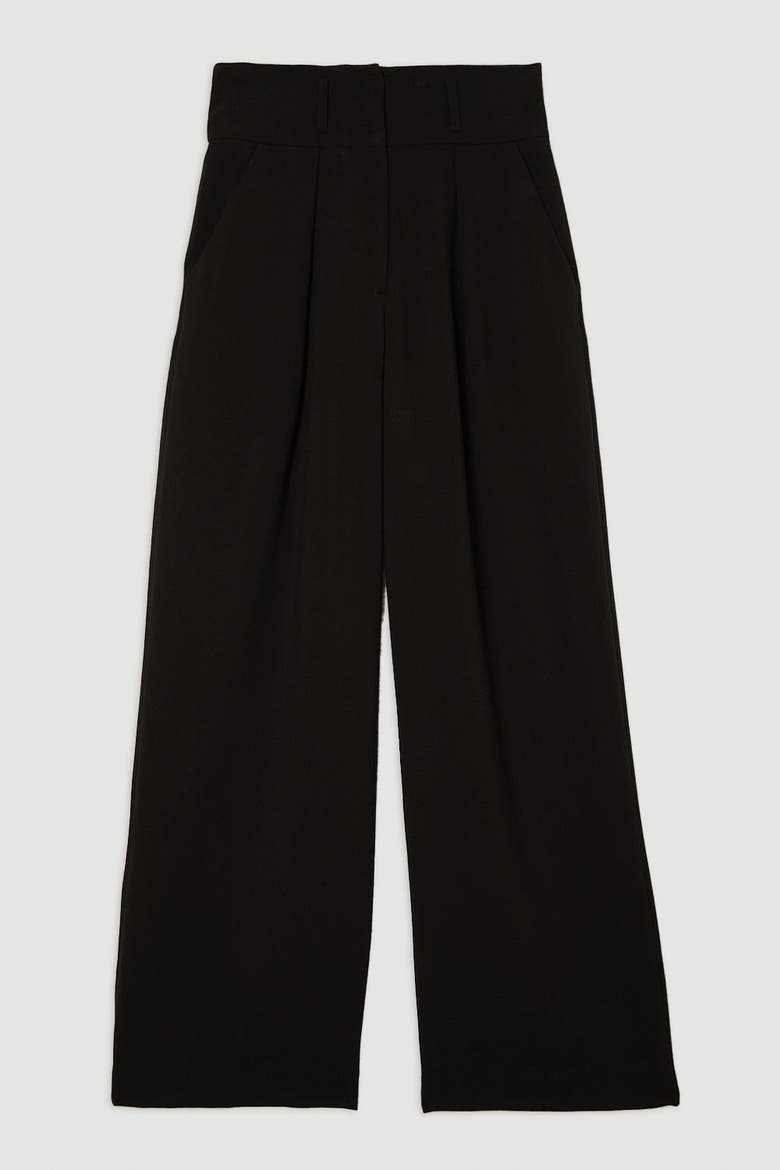 Petite Tailored Wide Leg Trouser, Alternate, color, Black