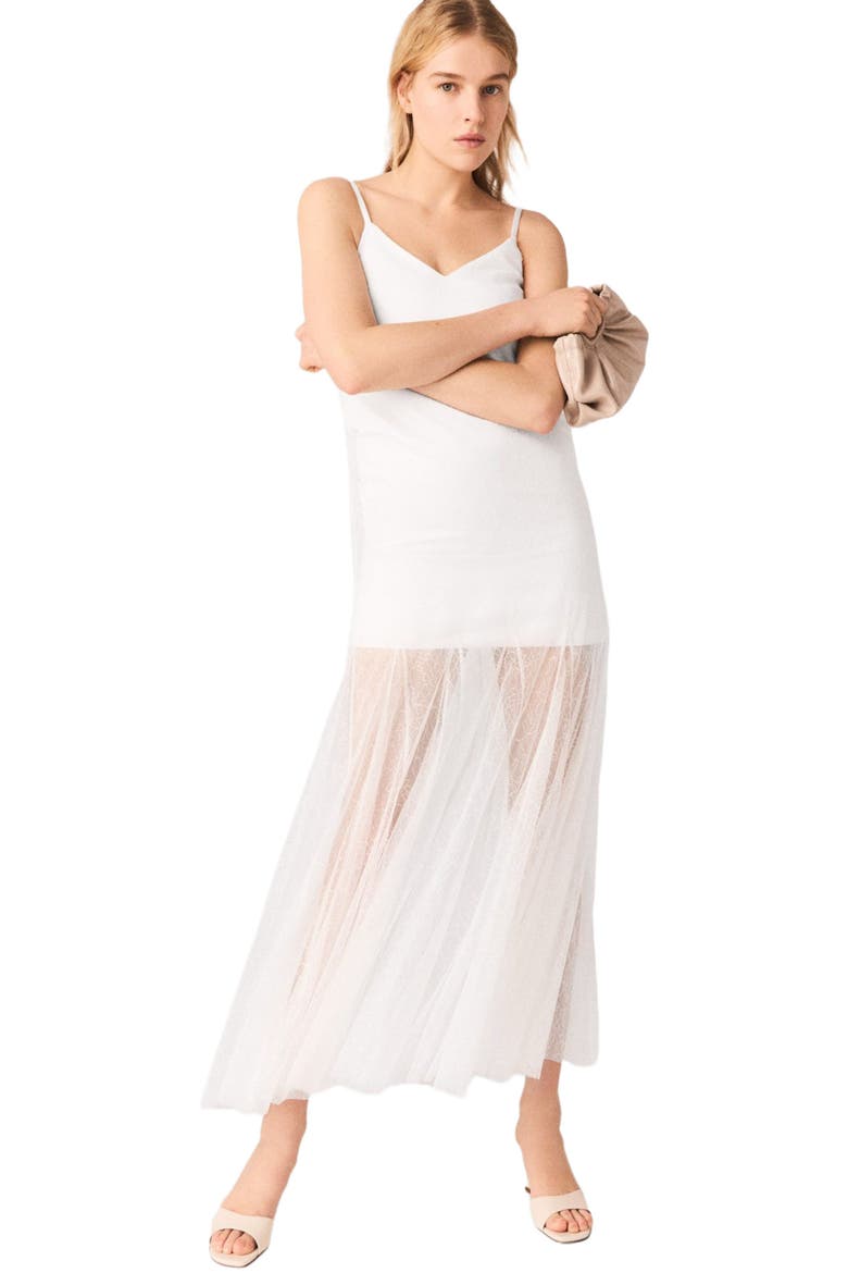 Taffeta and lace dress, Alternate, color, White