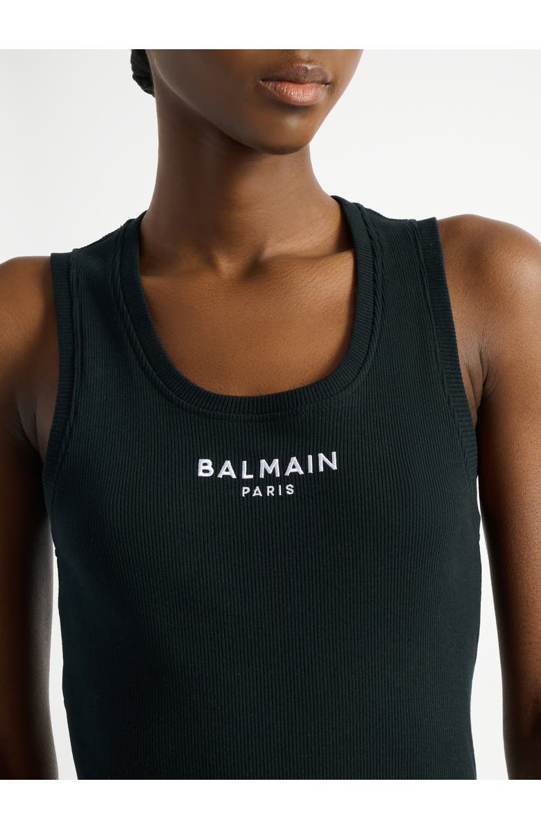 Balmain Paris embroidered vest top, Alternate, color, Black
