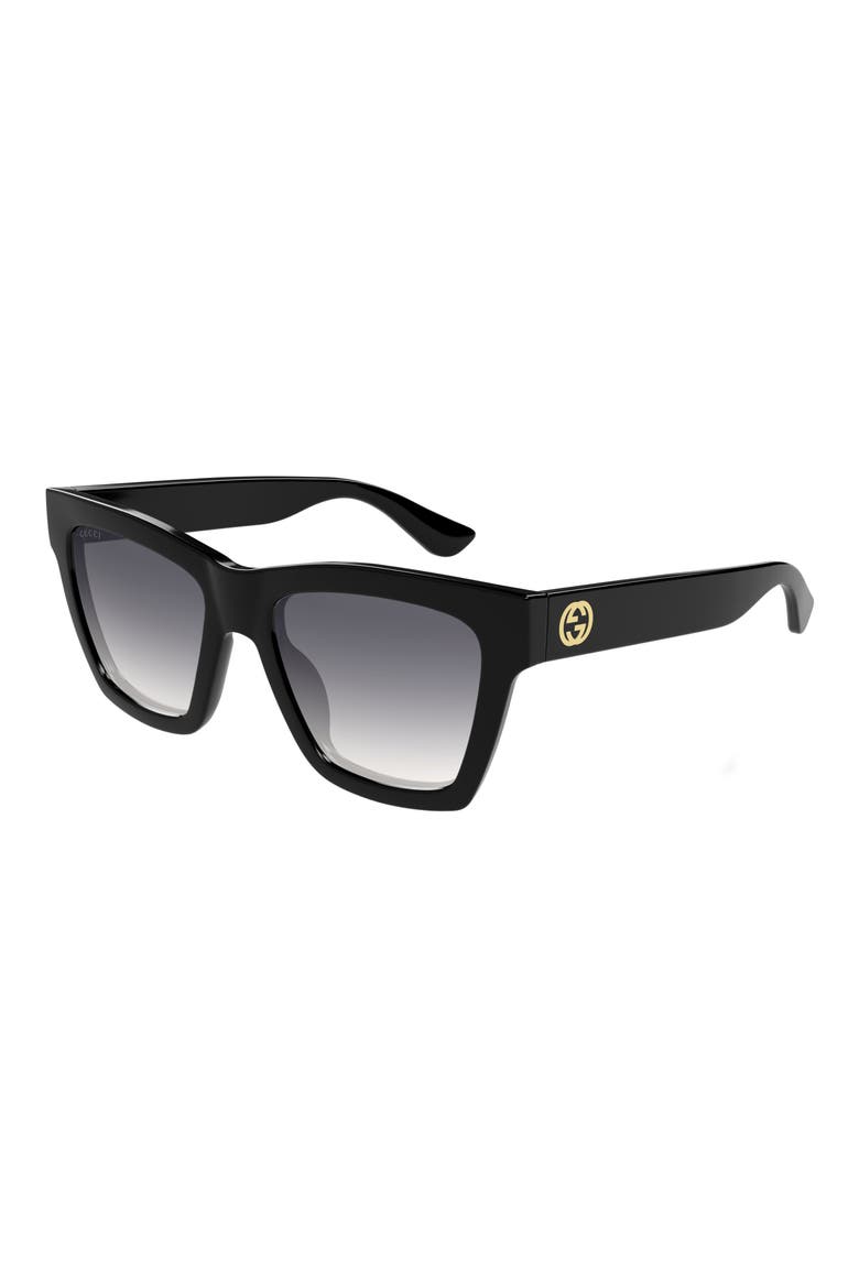 54mm Gradient Cat Eye Sunglasses, Alternate, color, BLACK