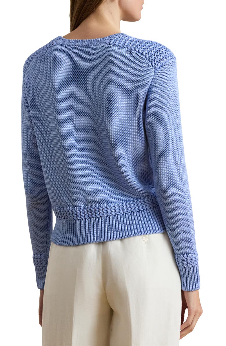 Lauren Ralph Lauren Mixed Stitch Cotton Blend Sweater, Alternate, color, Banker Blue