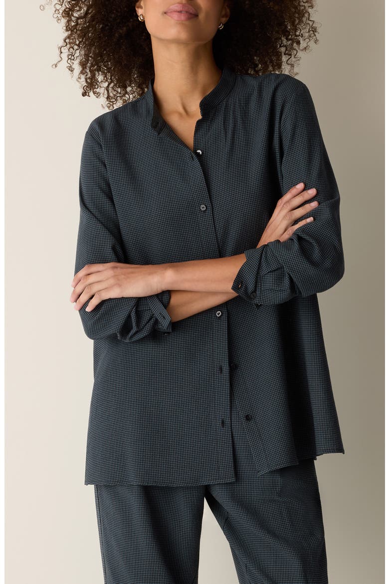Oversize Band Collar Button-Up Shirt, Main, color, EUCLY