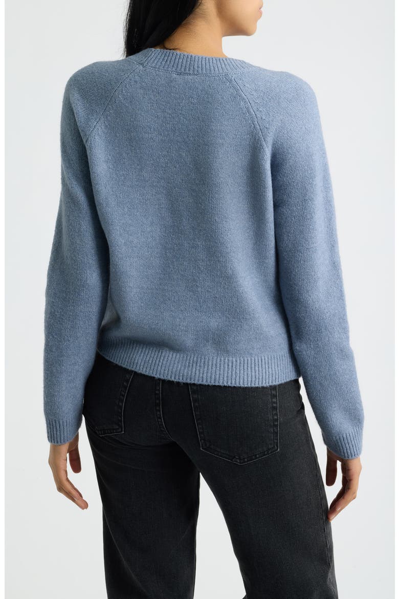 Embroidered Floral V-Neck Cardigan, Alternate, color, DUSTY BLUE/ WHITE