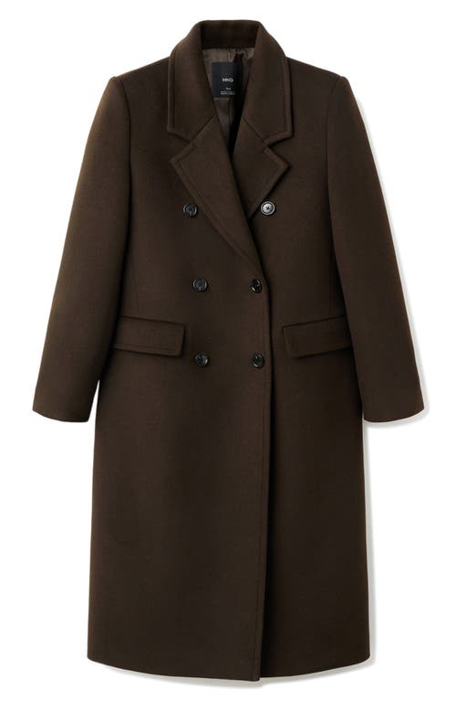 Mango Double Breasted Coat In Brown