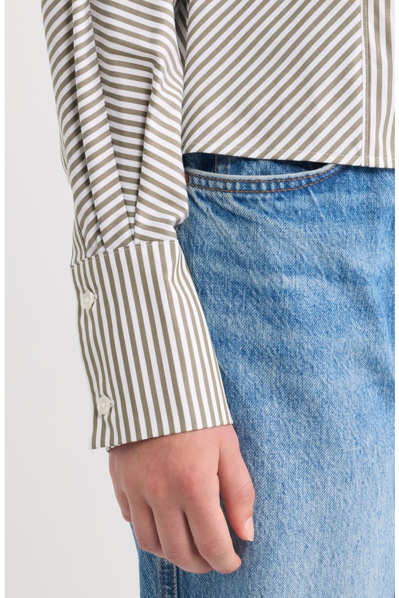 Dustin Striped Cotton Poplin Shirt, Alternate, color, OLIVE STRIPE
