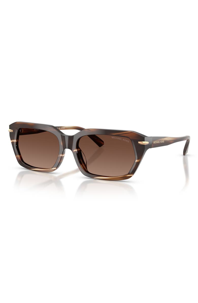 Michael Kors Lake Tahoe 54mm Gradient Polarized Rectangular Sunglasses, Alternate, color, Brown Horn / Brown Solid Polar