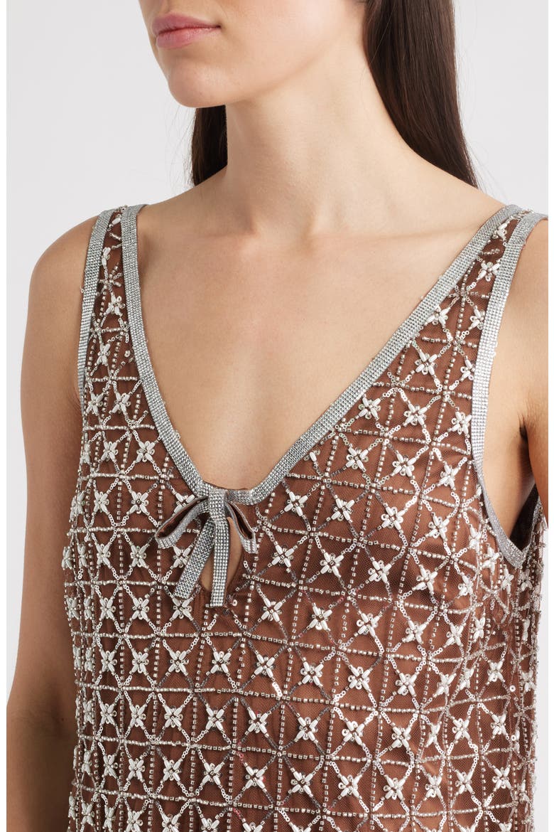 Jeanetta Sequin Embroidery Cocktail Minidress, Alternate, color, CHOCOLATE