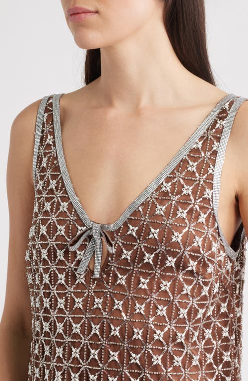 Saylor Jeanetta Sequin Embroidery Cocktail Minidress In Brown