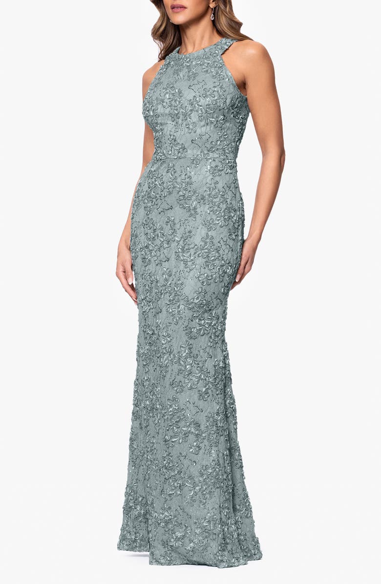 Xscape Evenings Sequin Soutache Sleeveless Sheath Gown, Alternate, color,