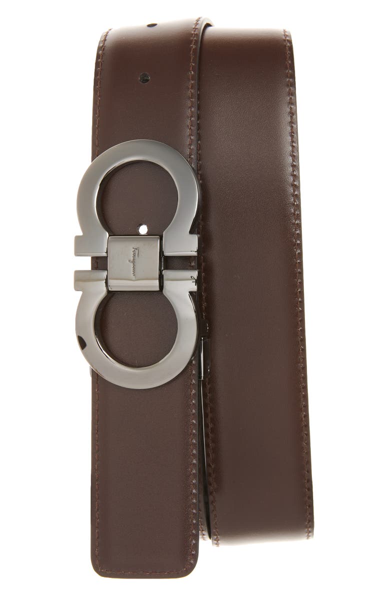 FERRAGAMO Reversible Leather Belt, Alternate, color, Black/ Auburn